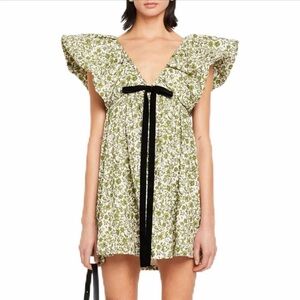 Viral Floral Ruffle Bow Mini Dress